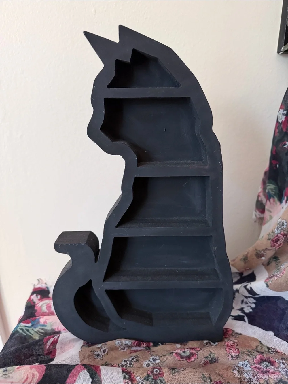 Black Cat Wooden Display Shelf Trinket Organizer Freestanding